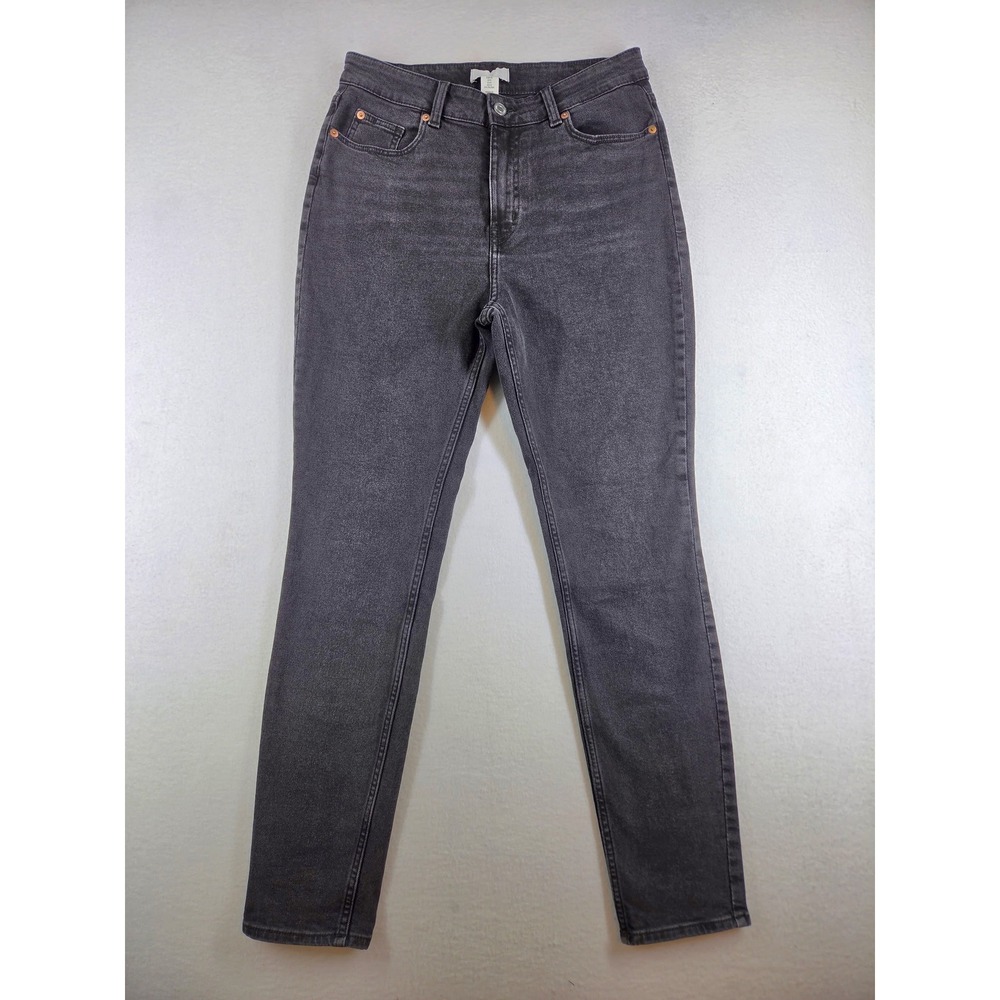 HM Womens High Waisted Skinny Jeans Washed Black Size 8 Denim Pants